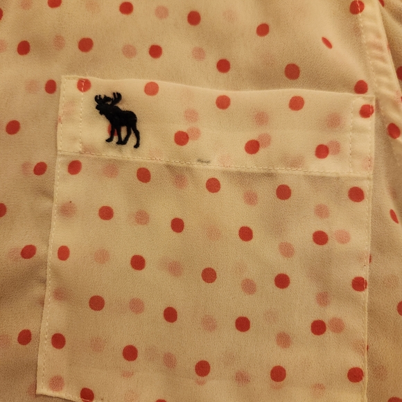 Abercombrie & Fitch White & Pink Sheer Polka Dot Button Up Blouse Size L - Picture 5 of 9